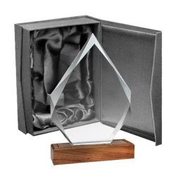 Galvano Cristal con Base de Madera